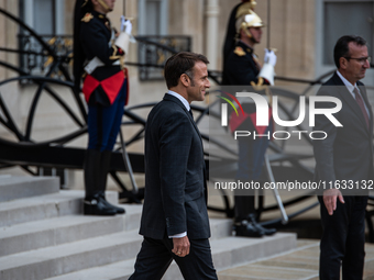 President of the French Republic Emmanuel Macron holds a bilateral meeting with Norodom Sihamoni, King of Cambodia, in Paris, France, on Oct...