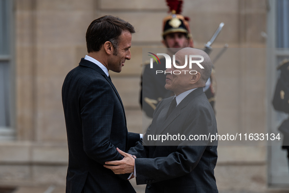 President of the French Republic Emmanuel Macron holds a bilateral meeting with Norodom Sihamoni, King of Cambodia, in Paris, France, on Oct...