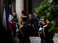 President of the French Republic Emmanuel Macron holds a bilateral meeting with Norodom Sihamoni, King of Cambodia, in Paris, France, on Oct...