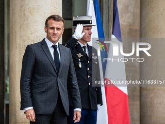 President of the French Republic Emmanuel Macron holds a bilateral meeting with Nikol Pachinian, Armenian Prime Minister, in Paris, France,...