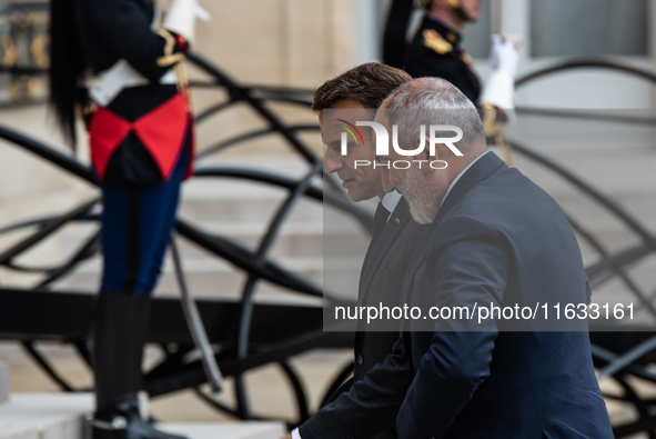 President of the French Republic Emmanuel Macron holds a bilateral meeting with Nikol Pachinian, Armenian Prime Minister, in Paris, France,...