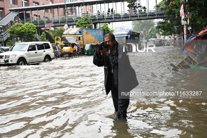 Waterlogged Streets Caused Heavy Rainfall In Dhaka, Bangladesh