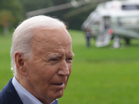 President Biden takes questions from the press about Israel and Iran as he boards Marine One, on October 3, 2024. (