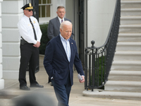 President Biden takes questions from the press about Israel and Iran as he boards Marine One, on October 3, 2024. (