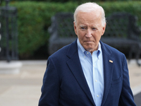 President Biden takes questions from the press about Israel and Iran as he boards Marine One, on October 3, 2024. (