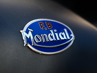 FB Mondial logo is seen on a motorcycle in Krakow, Poland on October 1, 2024. (