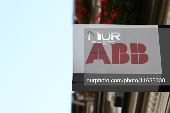 ABB logo is seen in Krakow, Poland on October 1, 2024. 