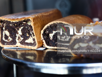 Poppy seed cakes are seen in a cafe in Krakow, Poland on October 1, 2024. (