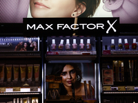 Max Factor logo is seen in a store in Krakow, Poland on October 2, 2024. (