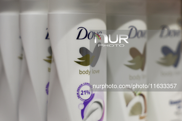 Dove packaging are seen in a store in Krakow, Poland on October 2, 2024. 