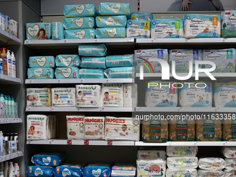 iDiapers packaging are seen in a store in Krakow, Poland on October 2, 2024. (