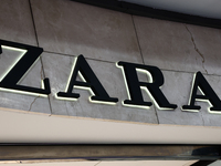 Zara logo is seen in a shopping mall in Krakow, Poland on October 2, 2024. (