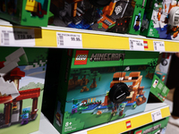 Lego Minecraft packaging are seen in a store in Krakow, Poland on October 2, 2024. (