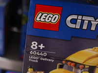 Lego City packaging is seen in a store in Krakow, Poland on October 2, 2024. (