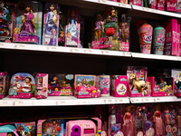 Barbie packaging are seen in a store in Krakow, Poland on October 2, 2024. (