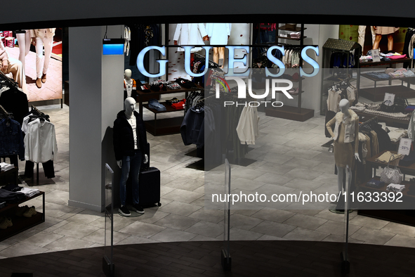 Guess store is seen in a shopping mall in Krakow, Poland on October 2, 2024. 