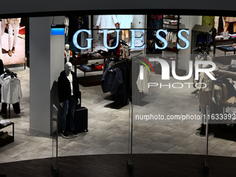 Guess store is seen in a shopping mall in Krakow, Poland on October 2, 2024. (