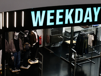 Weekday store is seen in a shopping mall in Krakow, Poland on October 2, 2024. (