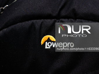 Lowepro logo is seen on a backpack in this illustration photo in Krakow, Poland on October 2, 2024. (