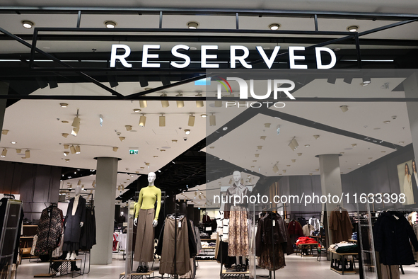 Reserved store is seen in a shopping mall in Krakow, Poland on October 2, 2024. 