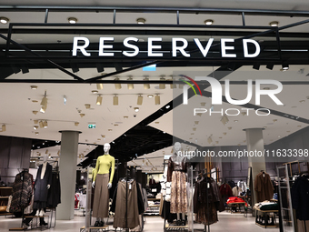 Reserved store is seen in a shopping mall in Krakow, Poland on October 2, 2024. (