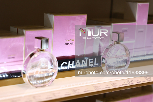 Chanel Chance packaging are seen in a store in Krakow, Poland on October 2, 2024. 