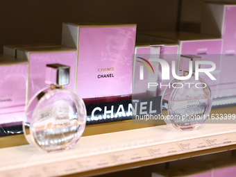 Chanel Chance packaging are seen in a store in Krakow, Poland on October 2, 2024. (