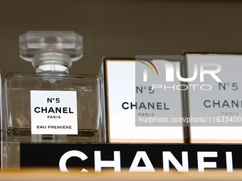 Chanel No. 5 packaging are seen in a store in Krakow, Poland on October 2, 2024. (