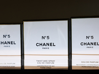 Chanel No. 5 packaging are seen in a store in Krakow, Poland on October 2, 2024. (