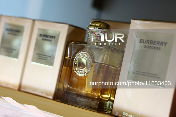 Burberry Goddess packaging are seen in a store in Krakow, Poland on October 2, 2024. 