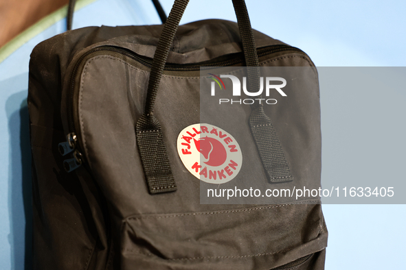 Fjallraven Kanken backpack is seen in Krakow, Poland on October 2, 2024. 