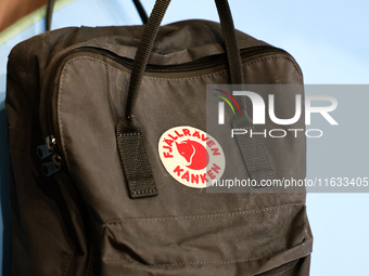 Fjallraven Kanken backpack is seen in Krakow, Poland on October 2, 2024. (