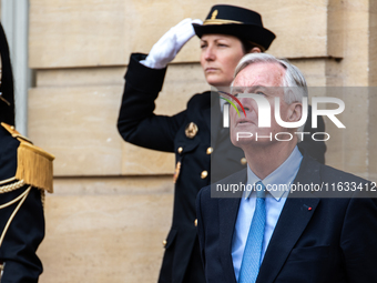 French PM Barnier welcomes Armenian PM Nikol Pashinyan. The meeting at the Hotel de Matignon, the PM's home, takes place within the framewor...