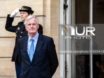 French PM Barnier welcomes Armenian PM Nikol Pashinyan. The meeting at the Hotel de Matignon, the PM's home, takes place within the framewor...