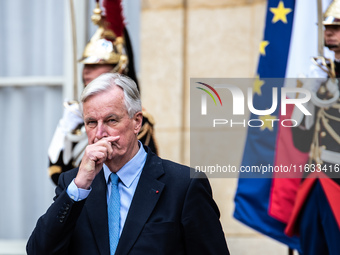 French PM Barnier welcomes Armenian PM Nikol Pashinyan. The meeting at the Hotel de Matignon, the PM's home, takes place within the framewor...