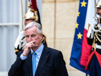 French PM Barnier welcomes Armenian PM Nikol Pashinyan. The meeting at the Hotel de Matignon, the PM's home, takes place within the framewor...