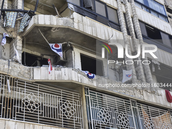 A view shows the destruction of the building and surrounding structures after Israeli warplanes hit a building for the Islamic Health Author...