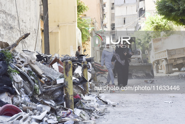 A view shows the destruction of the building and surrounding structures after Israeli warplanes hit a building for the Islamic Health Author...