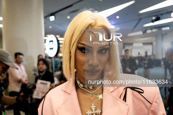 Ze Pee, a contestant on the upcoming third season of Drag Race Thailand, attends a runway show during Day 2 of Bangkok International Fashion...