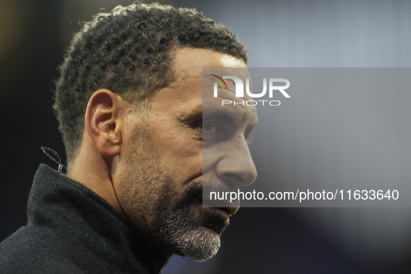 Manchester United former player Rio Ferdinand during the UEFA Champions League 2024/25 League Phase MD2 match between Aston Villa FC and FC...