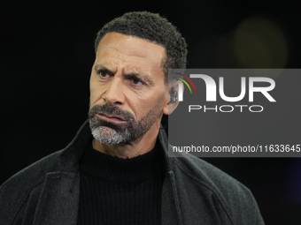 Manchester United former player Rio Ferdinand during the UEFA Champions League 2024/25 League Phase MD2 match between Aston Villa FC and FC...