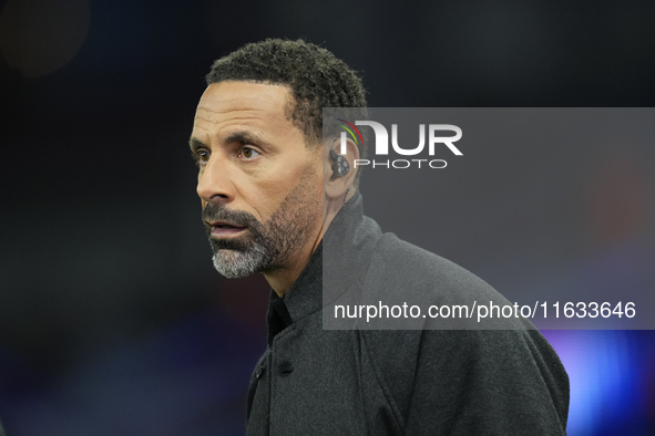 Manchester United former player Rio Ferdinand during the UEFA Champions League 2024/25 League Phase MD2 match between Aston Villa FC and FC...