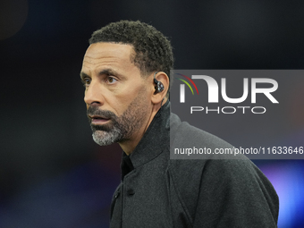 Manchester United former player Rio Ferdinand during the UEFA Champions League 2024/25 League Phase MD2 match between Aston Villa FC and FC...