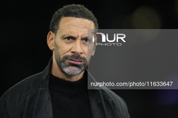 Manchester United former player Rio Ferdinand during the UEFA Champions League 2024/25 League Phase MD2 match between Aston Villa FC and FC...