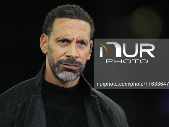 Manchester United former player Rio Ferdinand during the UEFA Champions League 2024/25 League Phase MD2 match between Aston Villa FC and FC...