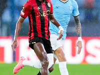 Hicham Boudaoui of OCG Nice and Matias Vecino of SS Lazio during the UEFA Europa League 2024/25 League Phase MD2 match between SS Lazio and...