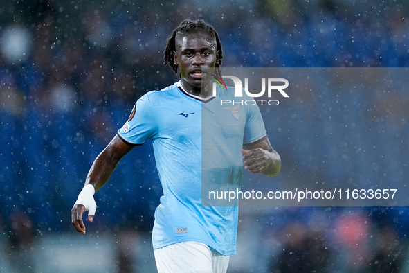 Loum Tchaouna of SS Lazio looks on during the UEFA Europa League 2024/25 League Phase MD2 match between SS Lazio and OCG NIce at Stadio Olim...