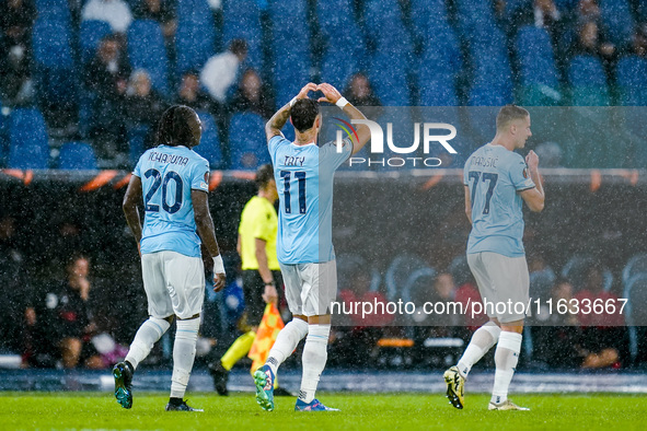 Taty Castellanos of SS Lazio celebrates scoring second goal during the UEFA Europa League 2024/25 League Phase MD2 match between SS Lazio an...