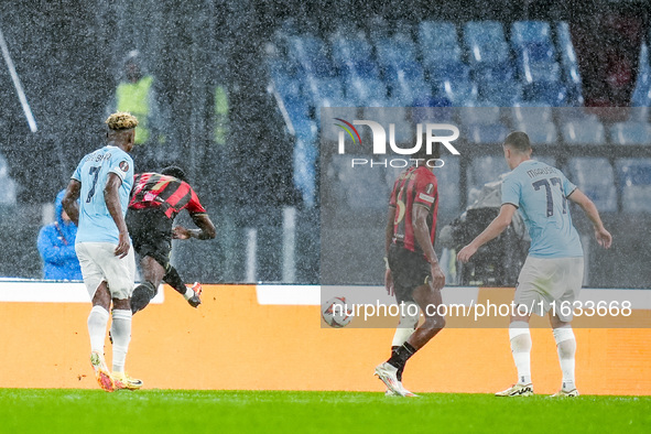 Jeremie Boga of OCG Nice scores first goal during the UEFA Europa League 2024/25 League Phase MD2 match between SS Lazio and OCG NIce at Sta...