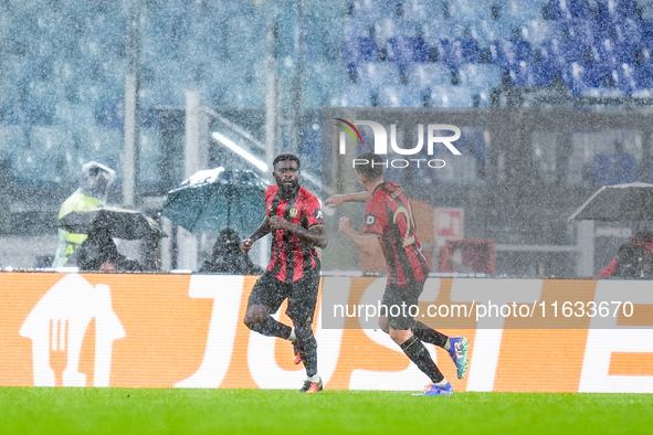 Jeremie Boga of OCG Nice celebrates after scoring first goal during the UEFA Europa League 2024/25 League Phase MD2 match between SS Lazio a...